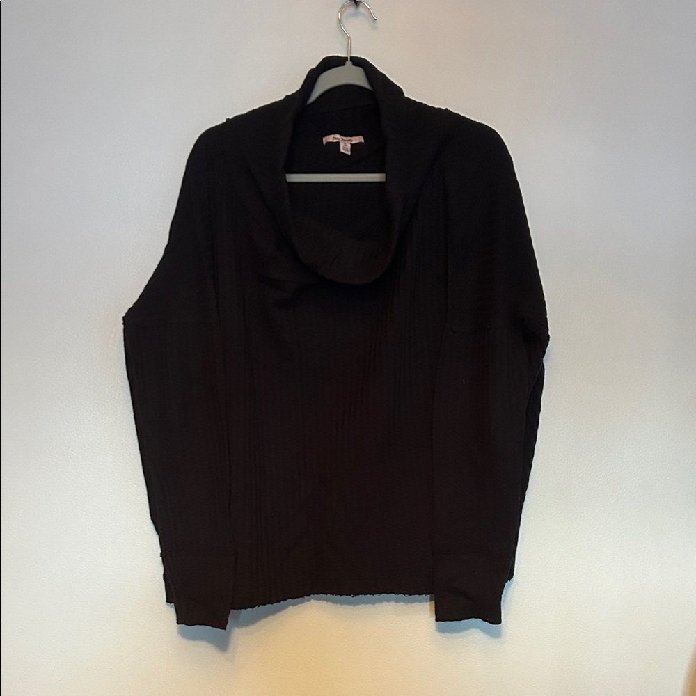 Free People Black Textured Sweater Top size M